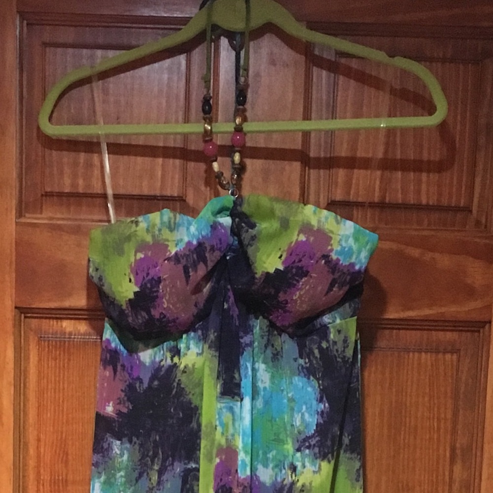 Maxi Dress - colorful print halter